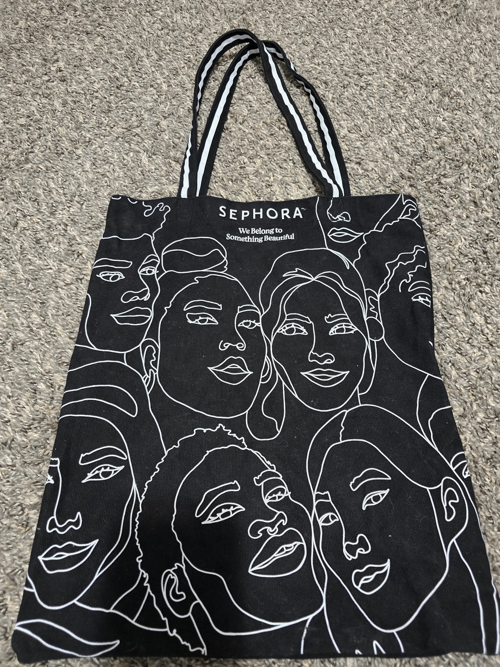 Sephora Black and White Illustrated Faces Tote